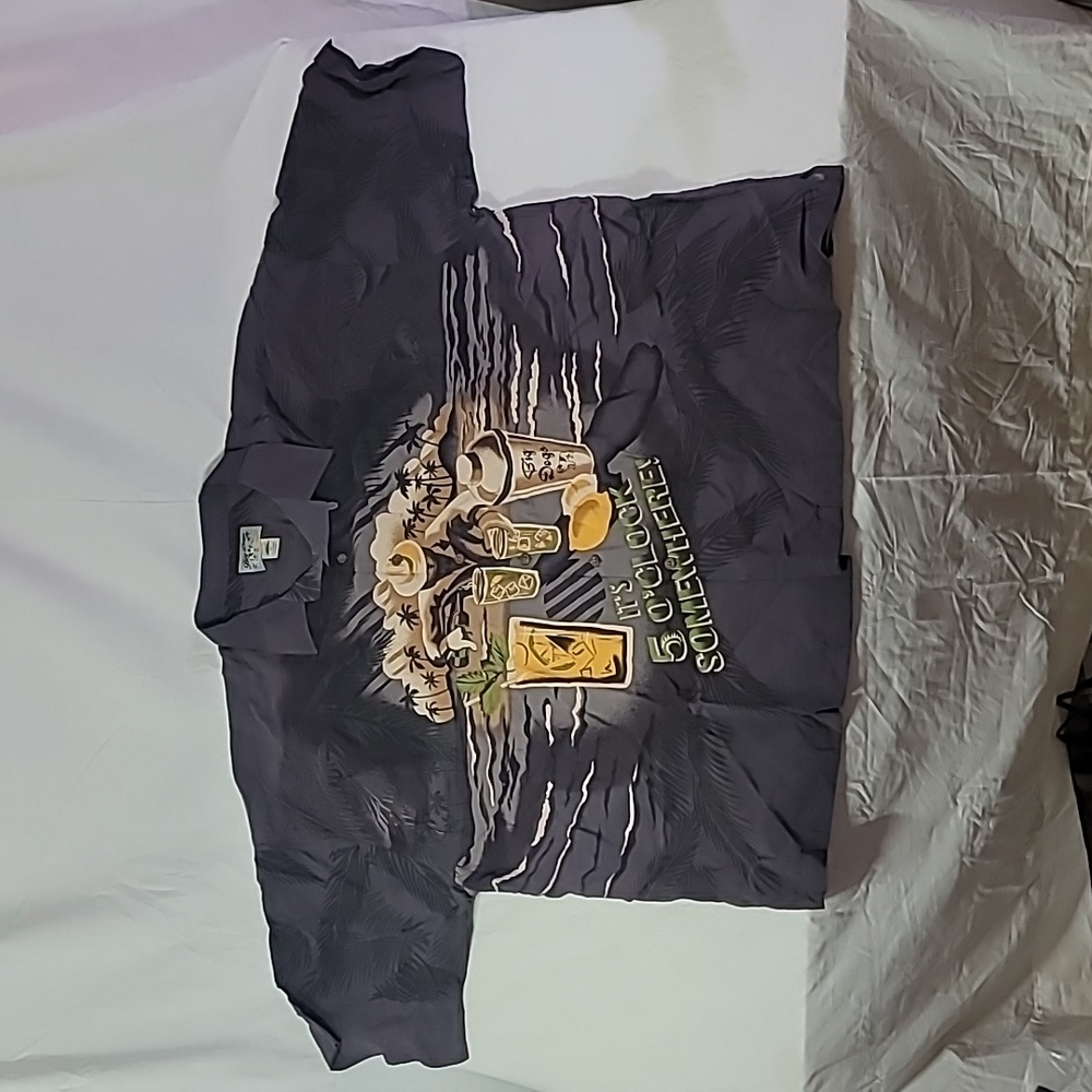 Men's Large Hawaiian Style Beer Cocktail Themed Shirt with All Over Loop Size 5X